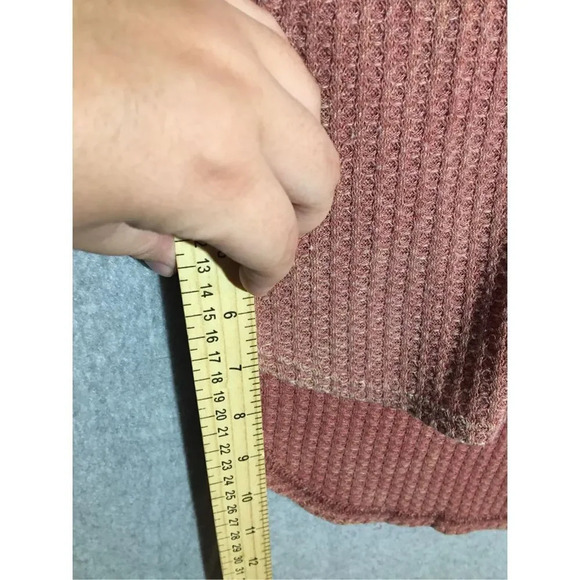 Womens Ginmicks Sweater Mixed Media Textures Velvet Dark Pink Casual V Neck - Picture 3 of 5